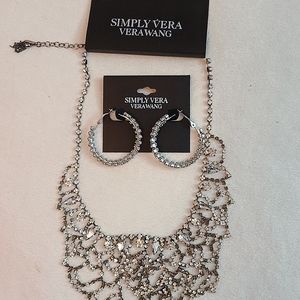 2 for $12 Simply Vera Rhinestone earrings&bib necklace